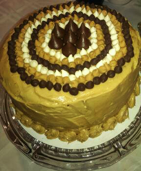 Chocolate with peanut butter frosting