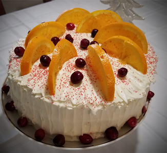 Three Layer Orange-Cranberry Cake with Orange Cream Cheese Frosting