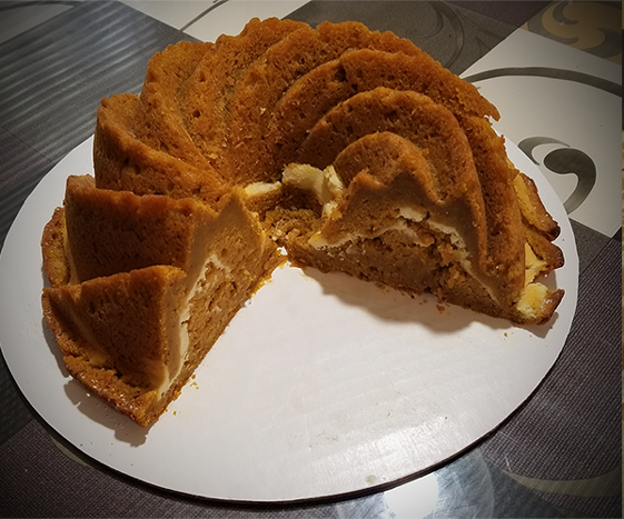 Pumpkin Bundt Cake with cream cheese filling