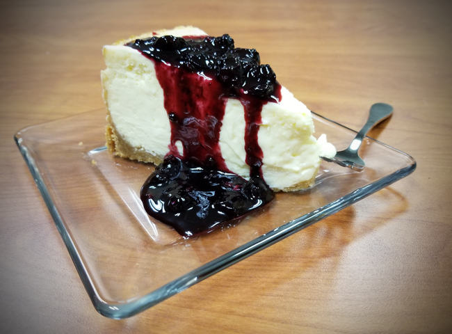 New York Cheesecake with blueberry topping