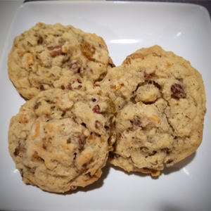 Oatmeal, raisins, butterscotch morsels, and pecan cookies
